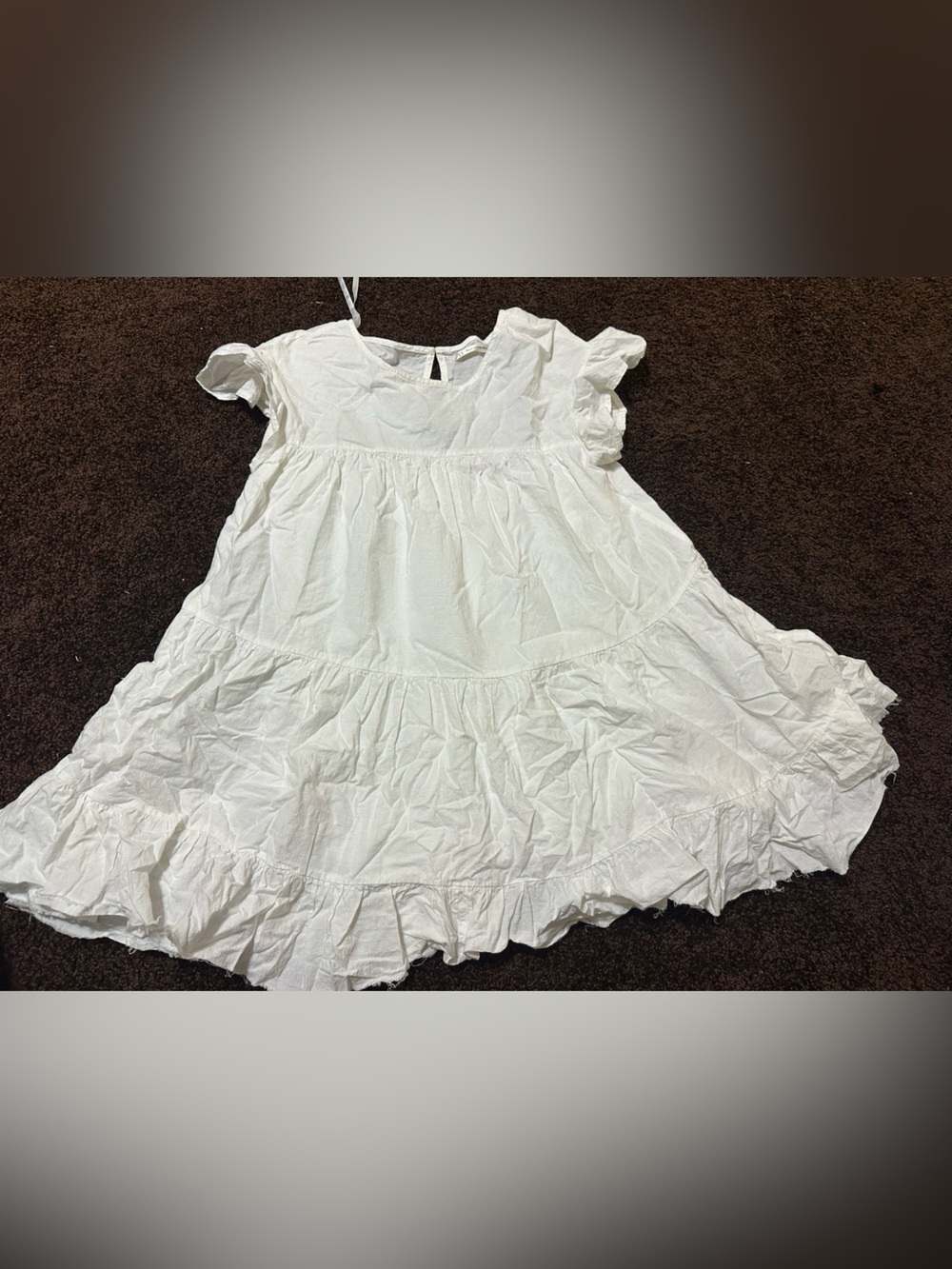 White Ruffle Tiered Mini Dress with Puff Sleeves